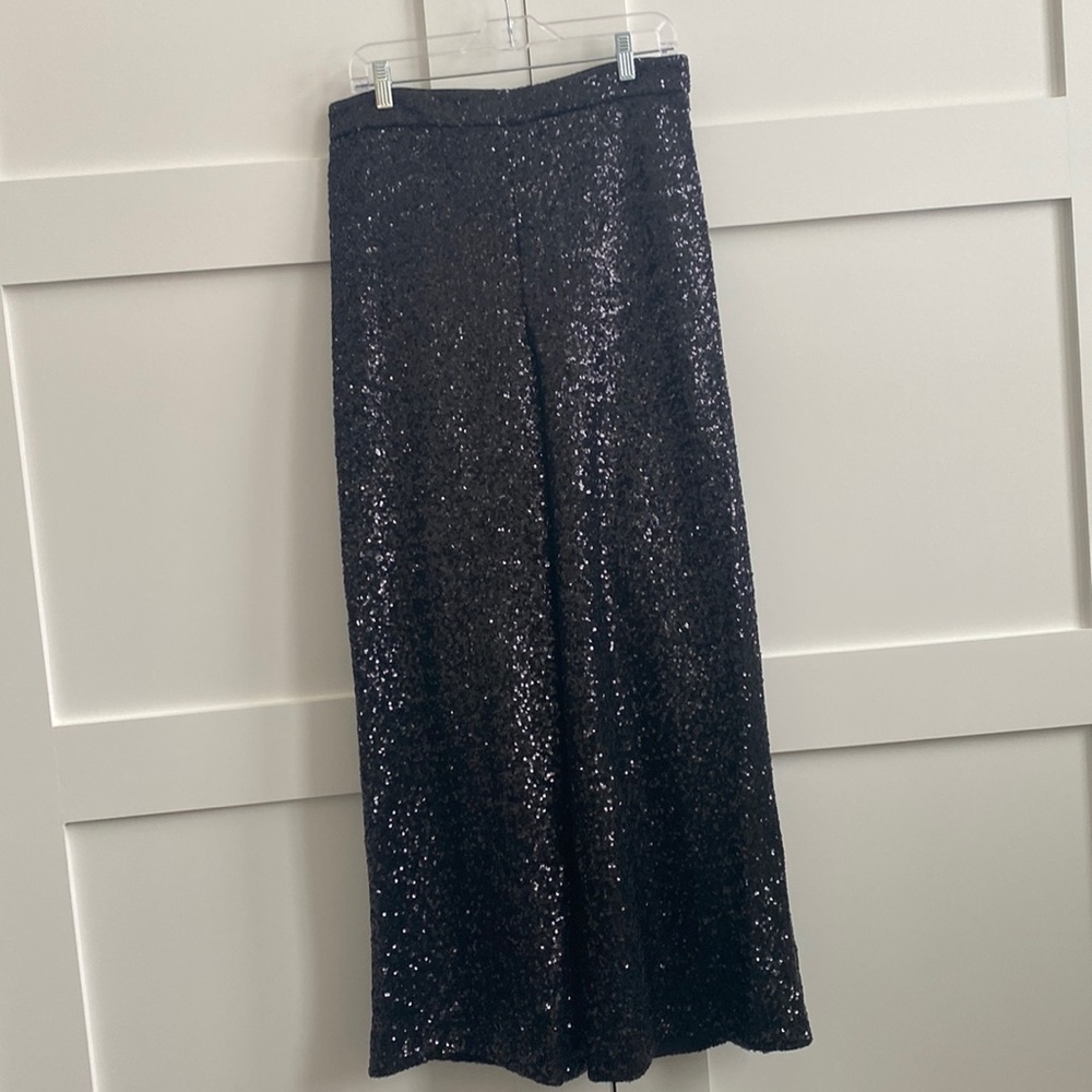 Banana Republic black wide leg sequin pants.